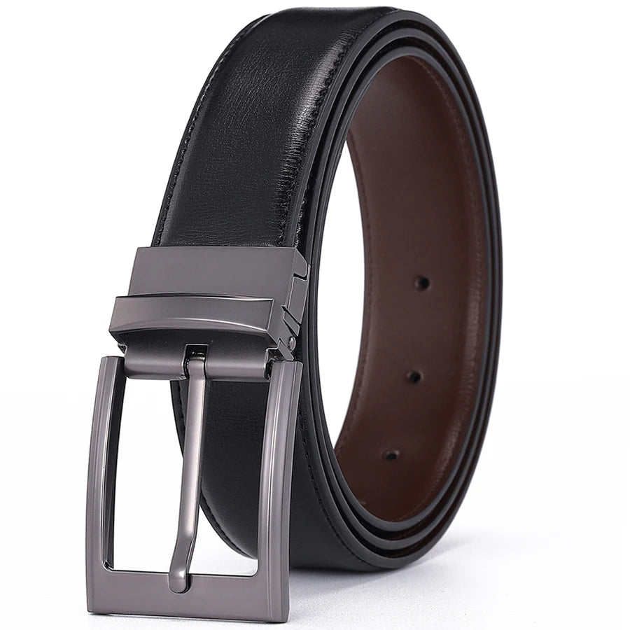 Reversible Pin Buckle Men's Belts Real Leather Male Belt for Man High Quality Designer Fashion Jeans Waist Strap Luxury Business