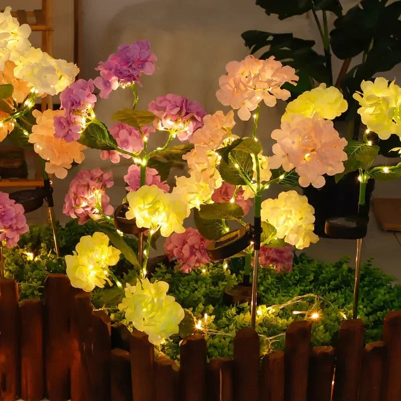 Solar Lights Outdoor Garden Light Waterproof Solar Garden Lights with Hydrangea Flower Lights LED Solar Powered Landscape Lights