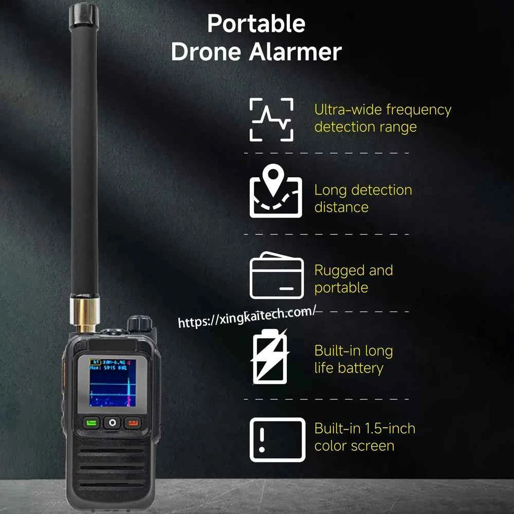 Drone Detector 2KM Long Distance UAV Detection Device Handheld 30-6400MHz Detection Drone Alarm Drone Video Transmission Signals