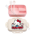 Kids Portable Plastic Lunch Box Hello Kitty Cartoon Cute Lunchbox with Spoon Fork Children Anime Food Fruit Containers Xmas Gift