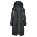 Plush Hooded Drawstring Women Jacket Thick Long Sleeves Zip Up Knee Length Autumn Coat Hooded Long Loose Winter Sweatshirt