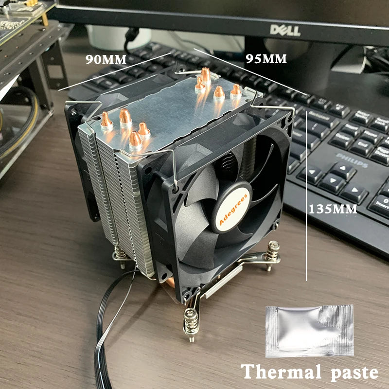 2Heat Pipes CPU Air Cooler 3PIN/4PIN PWM X99 Silent PC Radiator for Intel LGA 2011 1700 1150 1151 1366 1155 1156 X79 1200 1851