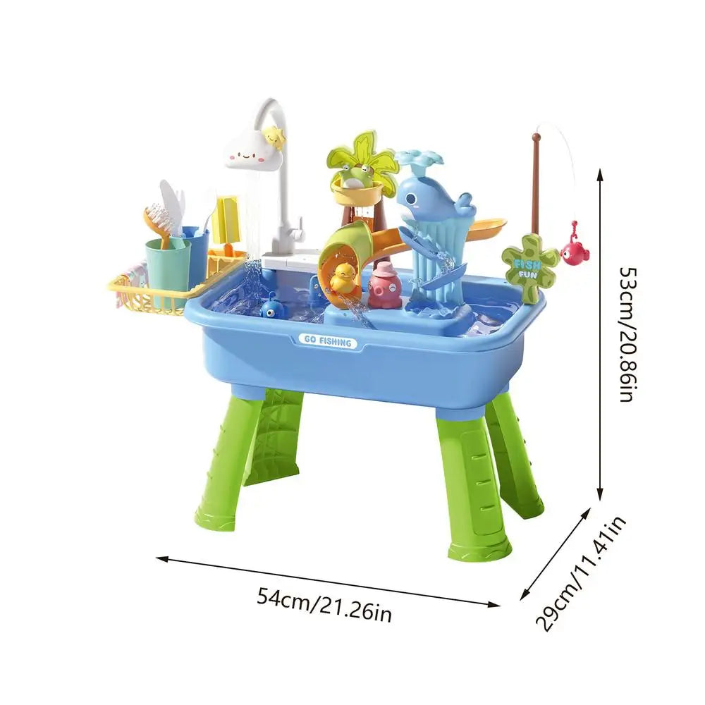 Water Table for Kids Summer Toys Play Sink with Running Water for Boys Girls Preschoolers Backyard Patio Beach Camping Daycare