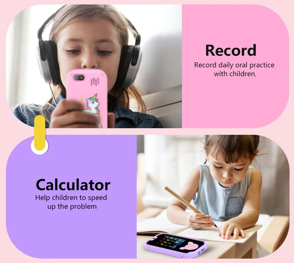 Interesting Kids Smart Learning Phone,8GB Memory Game Gift Educational Toy with Dual Camera &Music Player for Ages 3-12 Birthday
