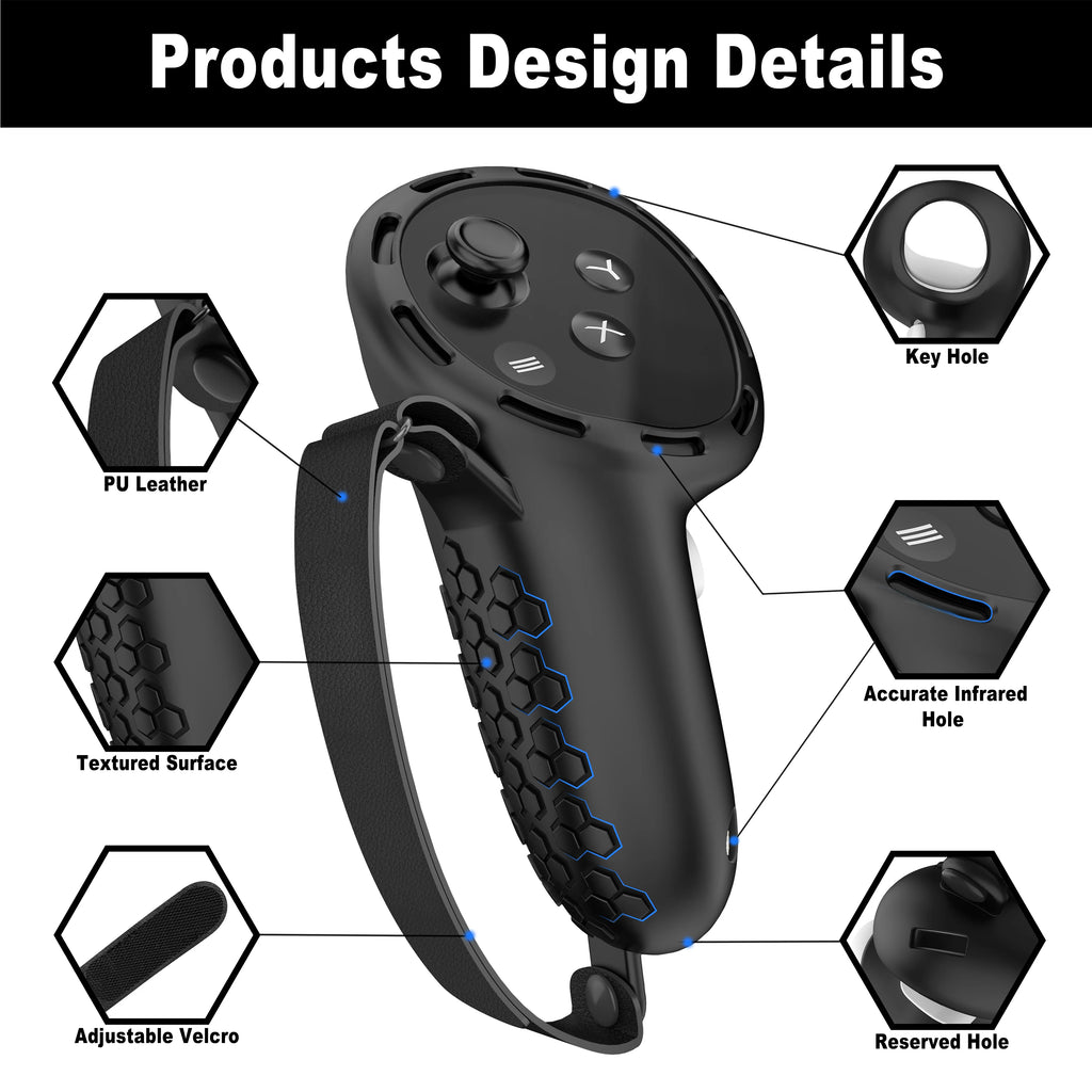 For Meta Quest 3 Silicone Protective Shell 7 IN 1 Set Controller Grip Cover Tempered Glass Film Face Case Lens Cap VR Accessory