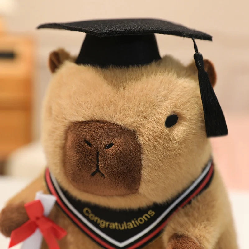 23cm Cute Graduation Capybara Plush Doll Doctor Cap Bear Animal Plush Stuffed Home Party Decor Gift For Kids Graduation Gifts