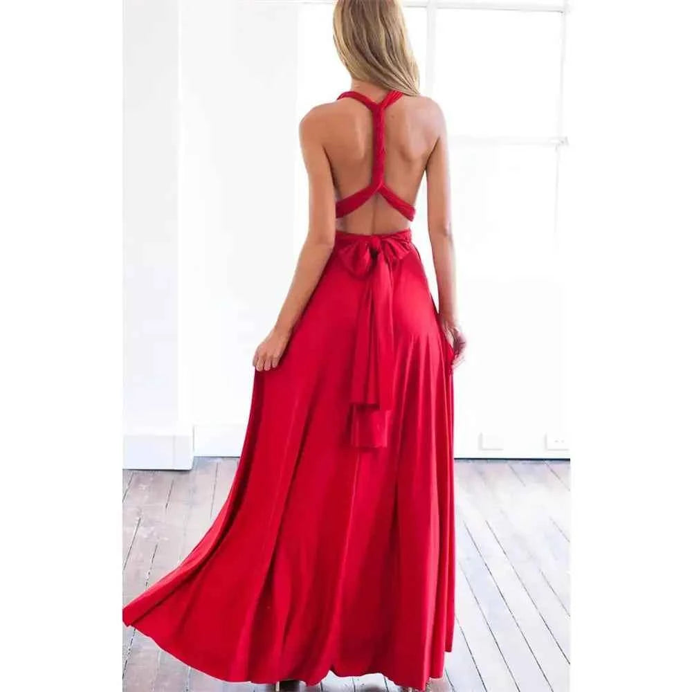 Sexy Women Multiway Wrap Convertible Boho Maxi Club Red Dress Bandage Long Dress Party Bridesmaids Infinity Robe Longue Femme