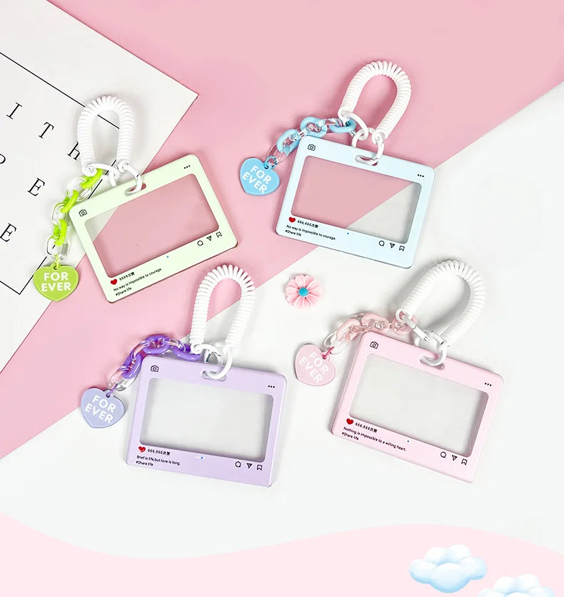 Cute dialog box transparent card cover student cartoon slider card pack game card ID card set pendant anti-lost