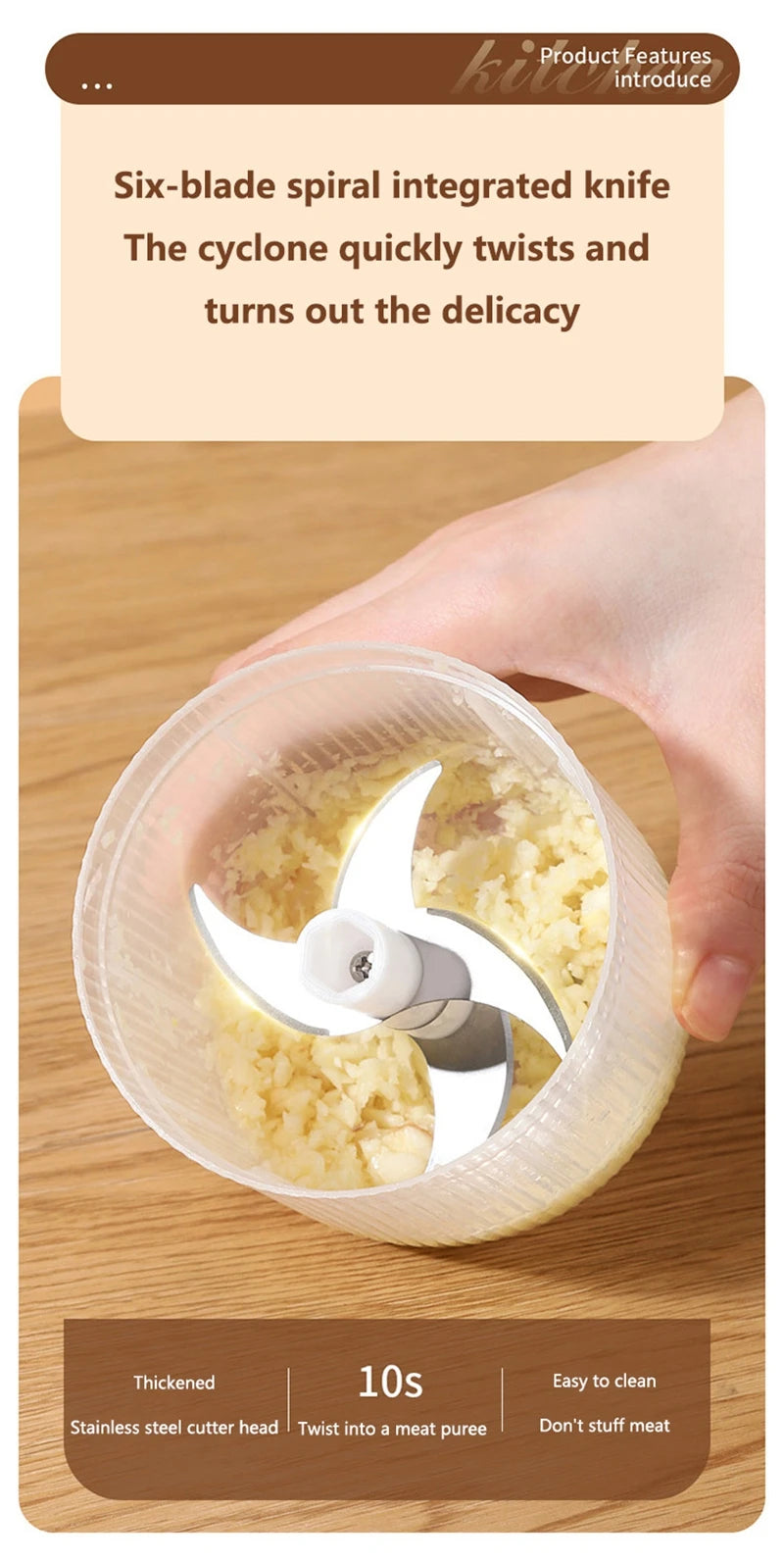 Mini Electric Garlic Masher Crusher Wireless USB Rechargeable Vegetable Chopper Garlic Crusher Food Chopper Kitchen Gadgets New