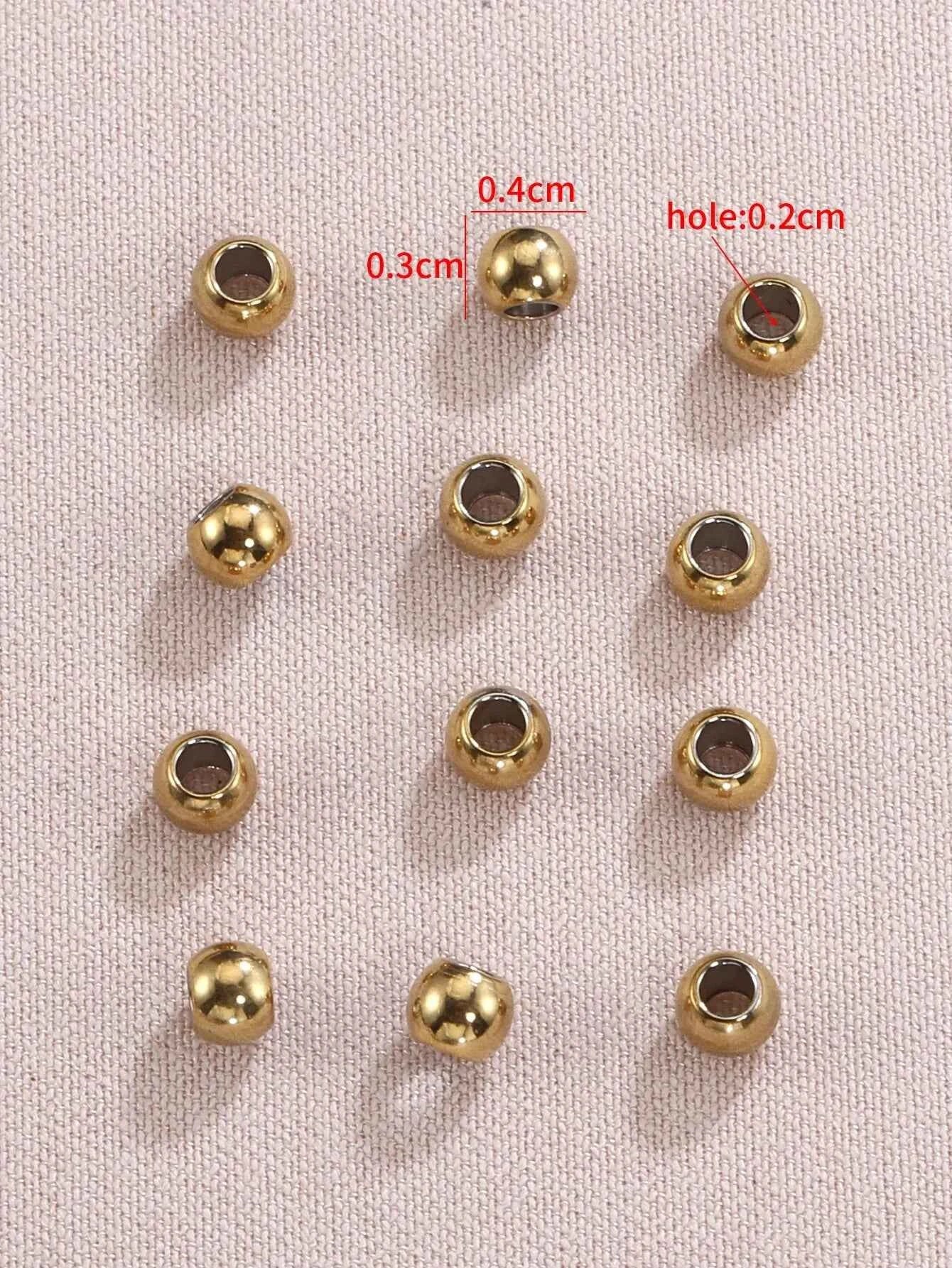 100pcs Stainless Steel Round Spacer Beads Loose Bead For DIY Bracelets Necklace Beads Jewelry Making Charms
