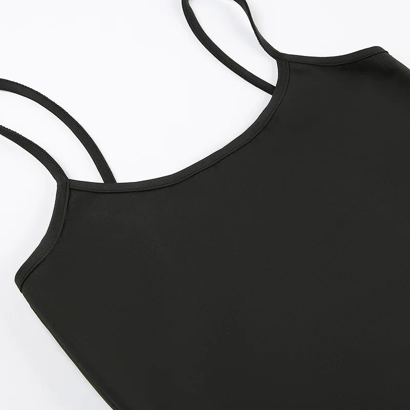 Women's Basic Solid Summer Camisole Sleeveless Spaghetti Strap Harajuku Style Y2K Vintage Cropped Top Casual All-match