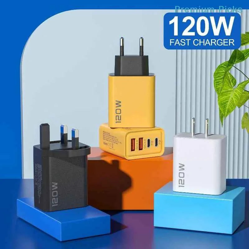 120W USB-C Fast Wall Charger Station With 4 Ports