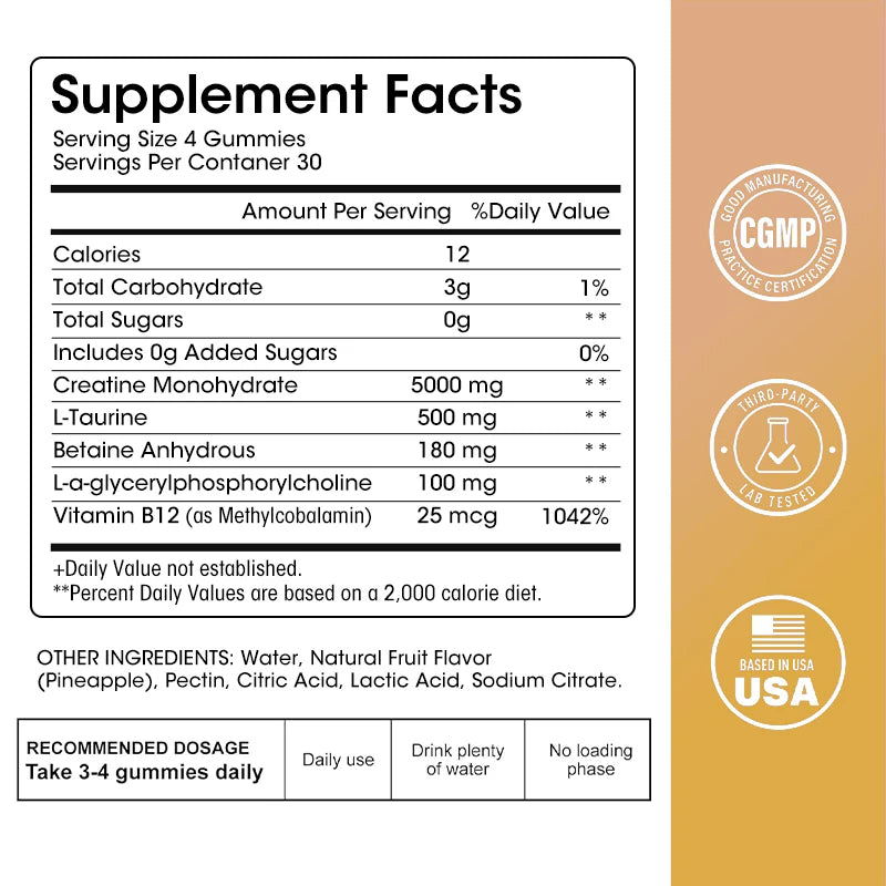 Creatine Monohydrate Gummies 5000 mg – Strength & Energy
