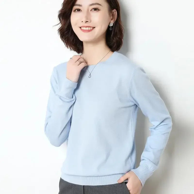 Women Sweaters 2026 O-neck Long Sleeve Autumn Winter Pullovers Fashion Korean Sweaters Bottoming Shirts Slim Knitwear Jumpers