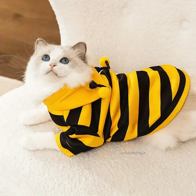Dogs & Cats Bee Pet Puppy Coat Apparel Outfit Dog Hoodies Winter Warm Cat Cosplay Costume Holiday Outfit for Small Medium