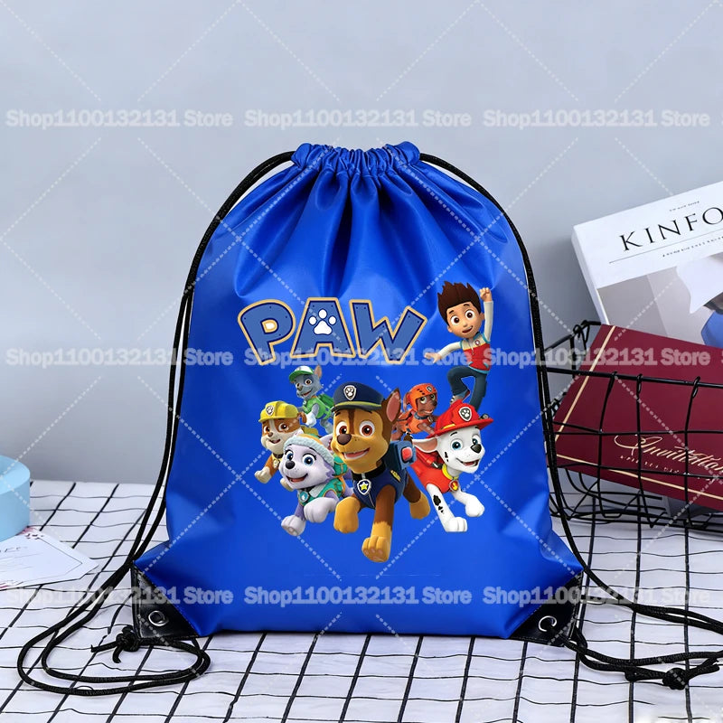 Paw Patrol Drawstring Bags Anime Chase Bundle Pockets Cartoon Portable Polyester Storage Pouches Boys Girls Shoulders Bag Gift