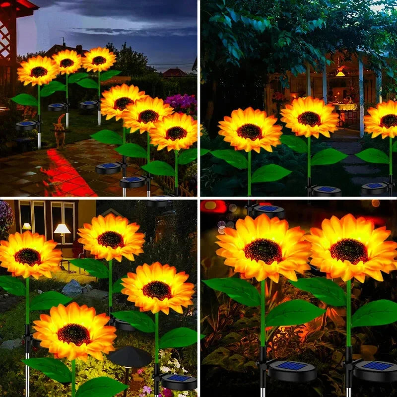 Solar Garden Lights Outdoor Sunflowers Garden Decor Lawn Lamp Waterproof Outdoor Decorations for Landscape Ard Patio Fence