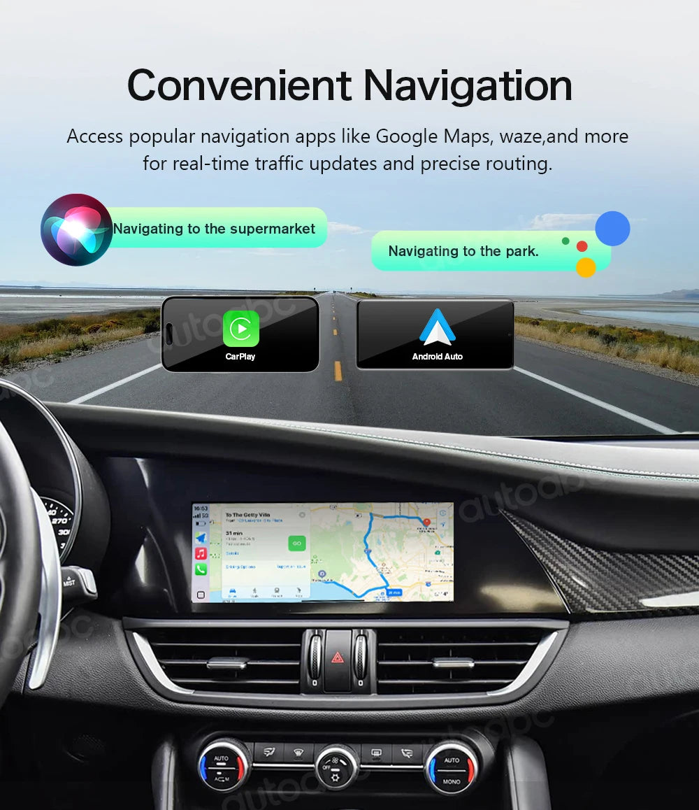 AUTOABC 2025 New For Alfa Romeo Stelvio /Giulia 2017-2019 Wireless CarPlay Android AutoAirPlay Navigation Car Play Functions