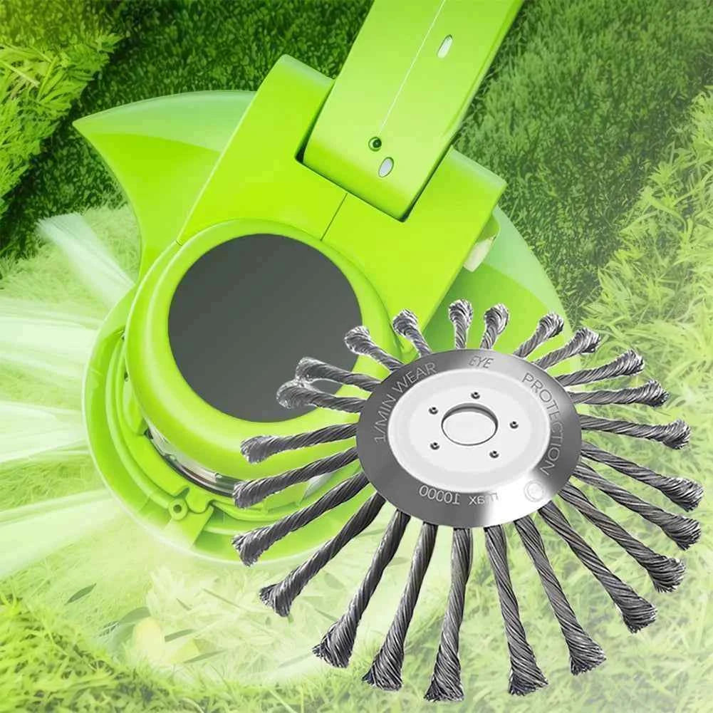 10 Inch Steel Wire Wheel Brush Universal Garden Grass Trimmer Head Removal Rust Weed Brush Cutter Head Lawn Mower Brush Cutter