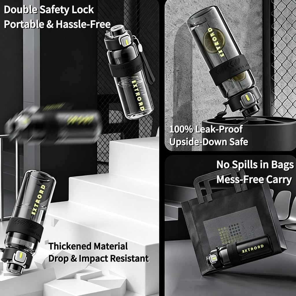 Dual-Use Sports Water Bottle - Leak-Proof, Heat-Resistant, BPA-Free, with Lanyard & Silicone Grip