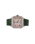 Moissanite Round Cut Green Rubber Band Dial Watch for Wedding and Party wear For Men Quartz Watch Available at Affordable Price
