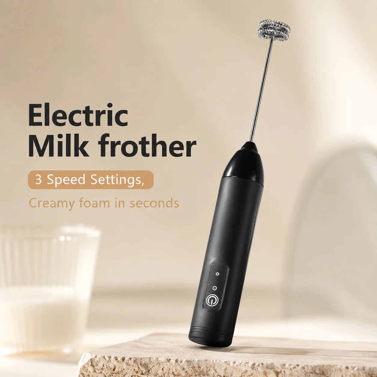 MINI Milk Frother USB Rechargeable 3 Speeds Foam Maker Coffee Whisk Mixer Electric Handle Blender Egg Beater Hot Cooking Tools