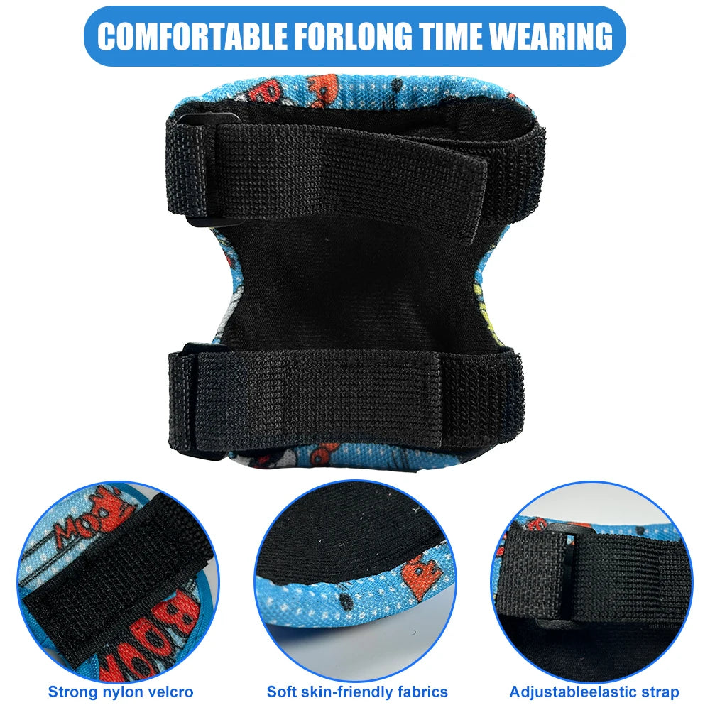 Kids Protective Gear Set - Knee & Elbow Pads & Wrist Guards for Ages 3-12 | Adjustable Safety Pads for Skateboarding, Cycling
