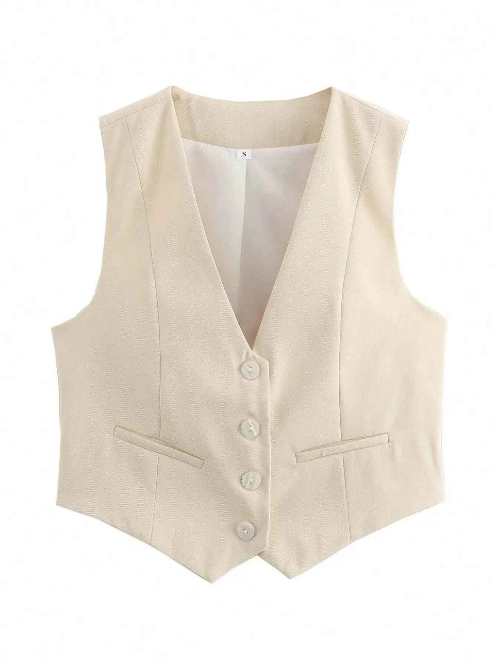 HH Women Fashion Solid Suit Vest Sleeveless Cropped Waistcoat Tops Vests Spring Summer Casual Office Lady Chic Tops