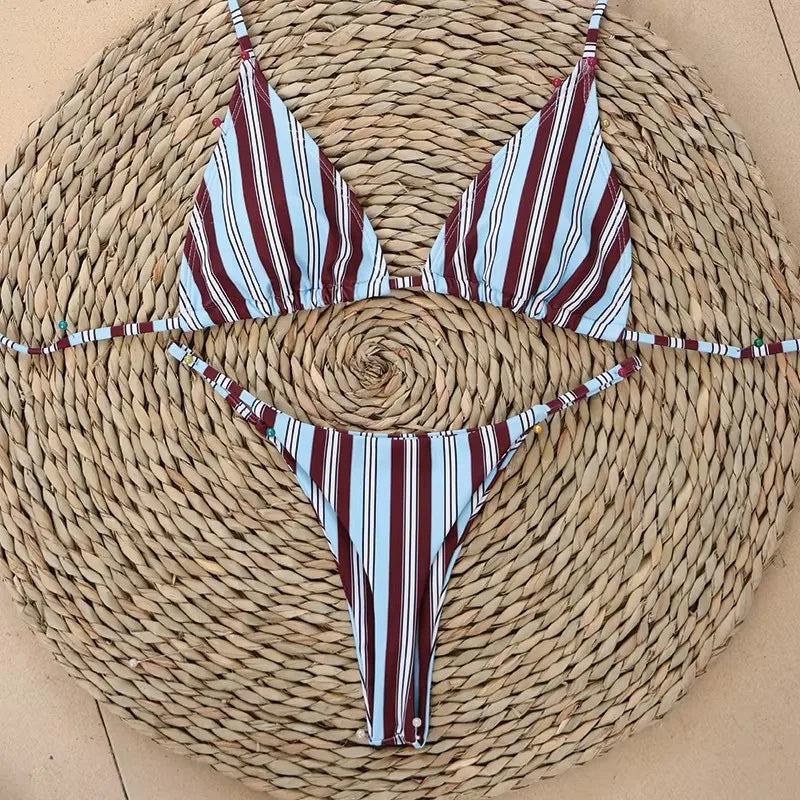 Micro Bikinis 2026 New Swimwear Women Swimsuit Sexy Brazilian Bikini Set Stripe Print Beachwear Bathing Suit Biquini Female