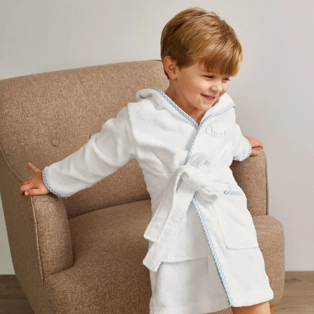 Ruffkids 100% Cotton BathRobe Boys Girls Robe Pajamas Sleepwear With Belt White Pijamas Long Sleeve Hooded Bath Towels Kids Pjs