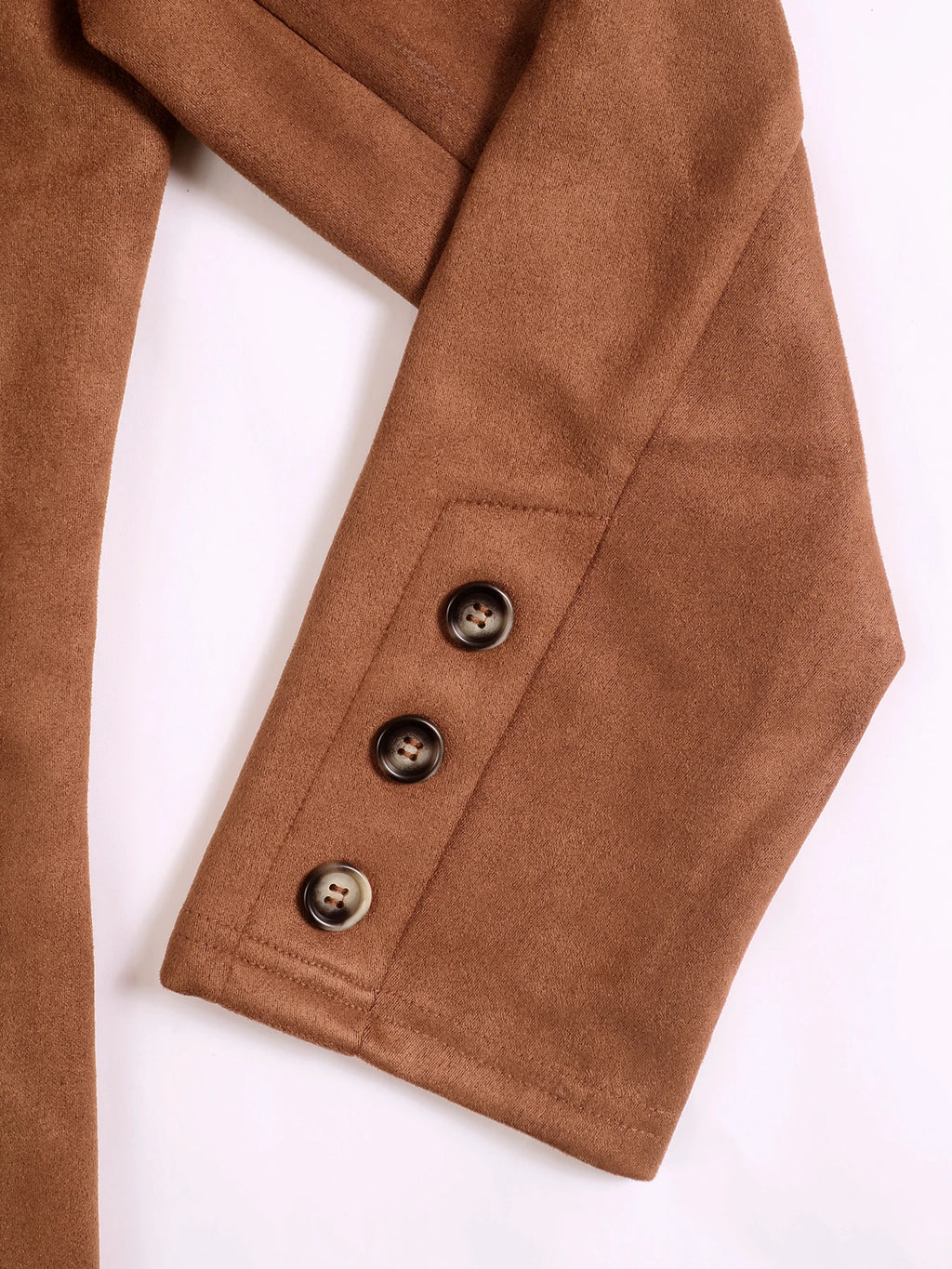 Women's Suede Loose Coat, Elegant Fall & Winter Buttoned Blazer Jacket, Plain Pattern, Moderate Fabric Thickness, Loose Fit
