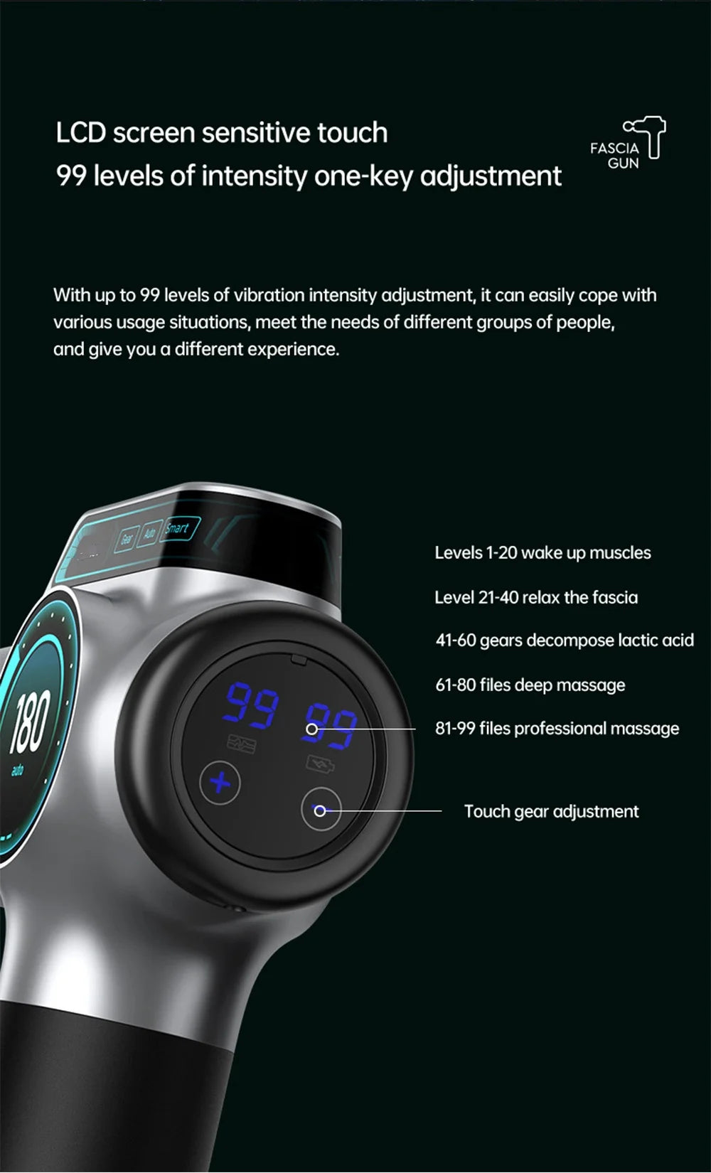 Professional Massage Gun High Frequency Vibration 99 Files Adjustment Electric Deep Tissue Muscle Body  Back Neck Massager
