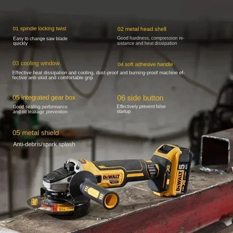 DEWALT DCG405 125mm flat head angle grinder bare machine tool cutting machine brushless 18V lithium battery tools