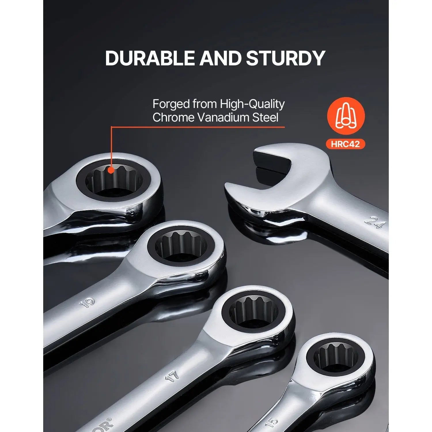16 Piece Metric Combination Wrench Set 8 Mm to 24 Mm Chrome Finish Carbon Steel Industrial Grade