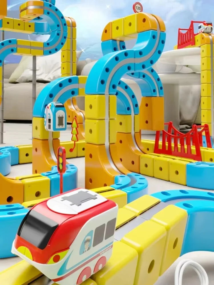 Magic Transforming Magnetic Cube Track Railcar Building Blocks Electric Anti-Gravity High-Speed Train DIY Vehicle Trackt Model