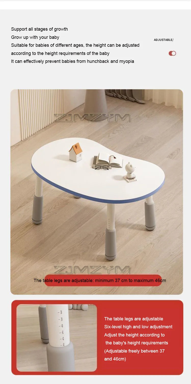 37-46cm Adjustable Baby Learning Table Anti-slip Stable Early Education Table With Round Edge Care For Baby's Safety Health Grow