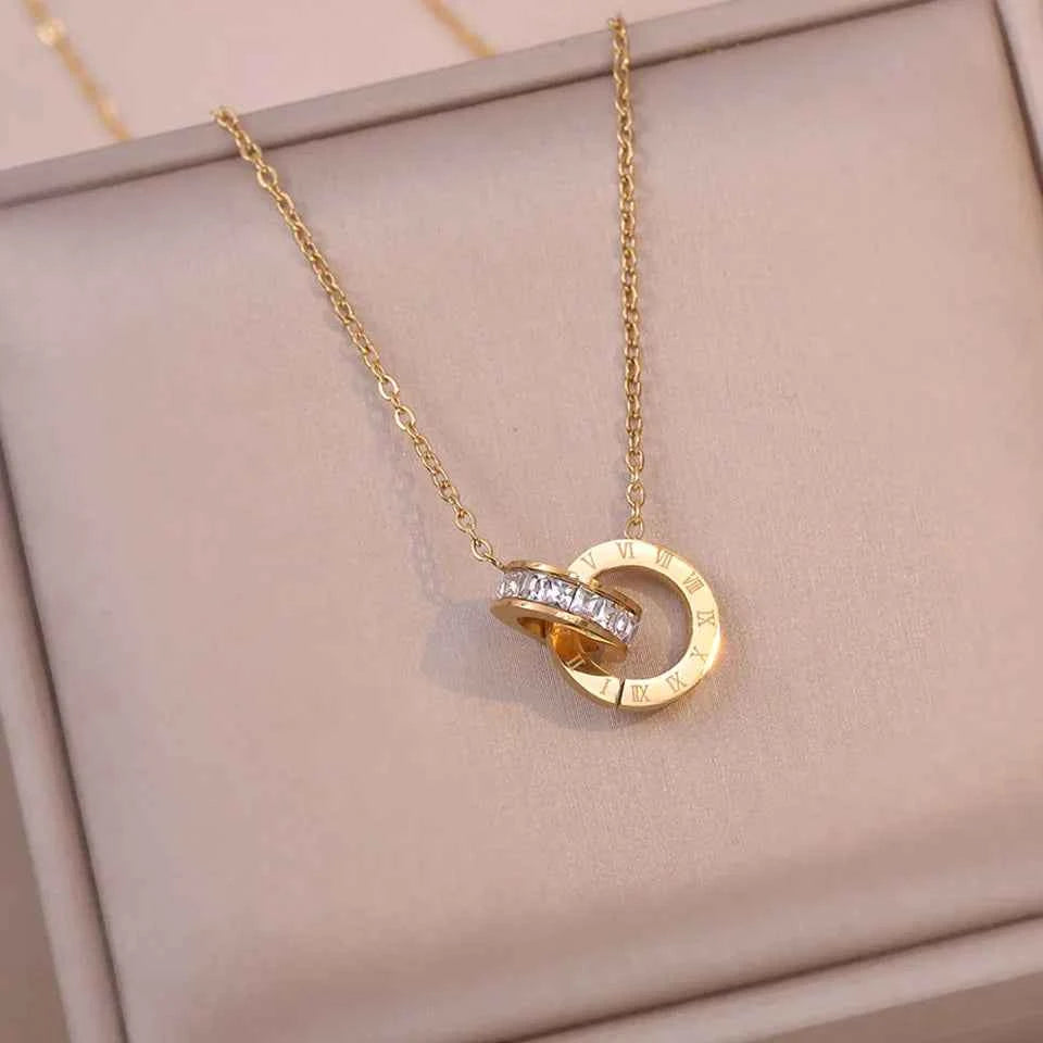 Stainless Steel Famous Brand Roman Numerals Pendant Necklace For Woman Woman Necklace Luxury Jewelry