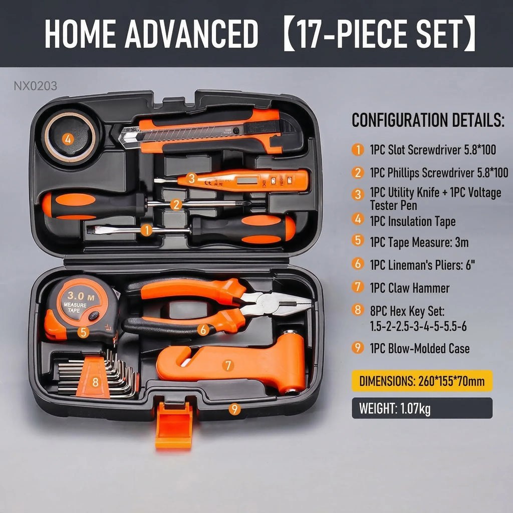 Full Set Household Tool Kit Mini Tool Set Multifunctional with Pliers Wrench Screwdriver Scissors and Combination Tools
