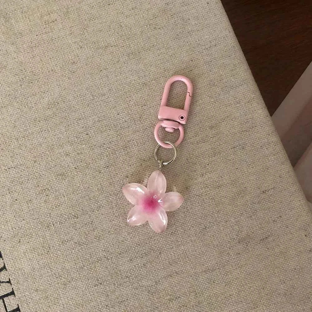 Sweet Colorful Jelly Flower Key Chain Color DIY Flower Cute Keychains Pendant Student Girls Resin Bag Pendant Keyring Jewelry