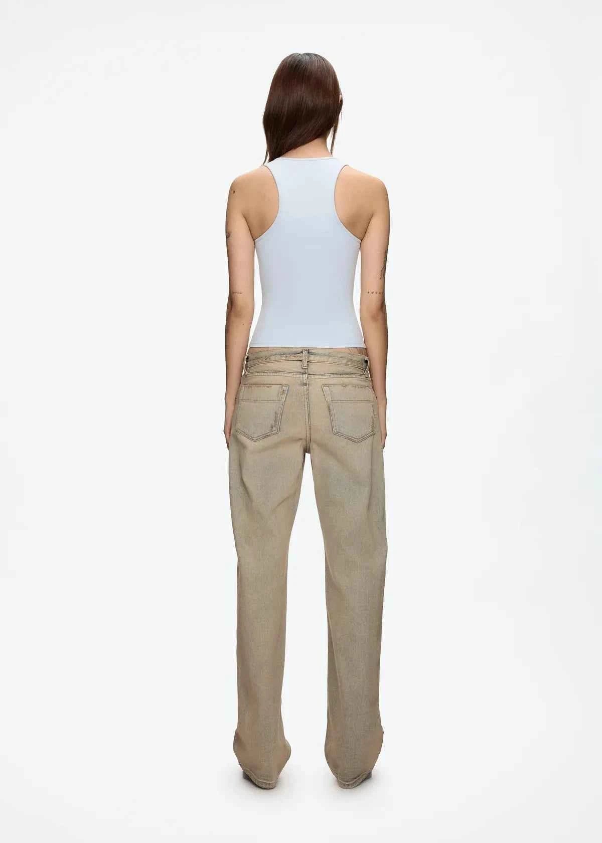 Tank Classic X-shaped Backless Baby Blue and Misty Gray Multi-color Comfortable Elastic Waist Tight Fit Backless Top