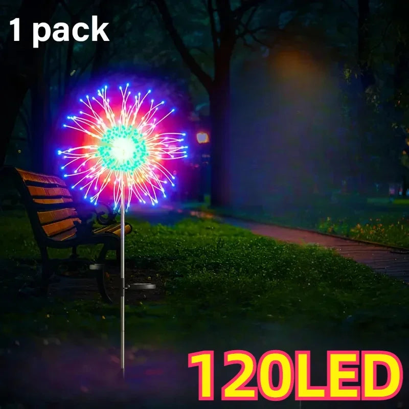 90/120LEDs Solar Garden Lights Solar Firework Lights Solar Lights Outdoor for Pathway Party Wedding Decorative Christmas