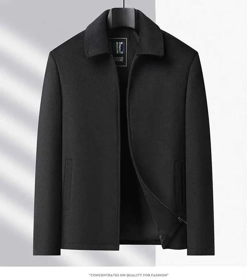 High-end men's fashionable, cool, versatile, trendy and casual woolen executive jacket, dad's suit lapel coat