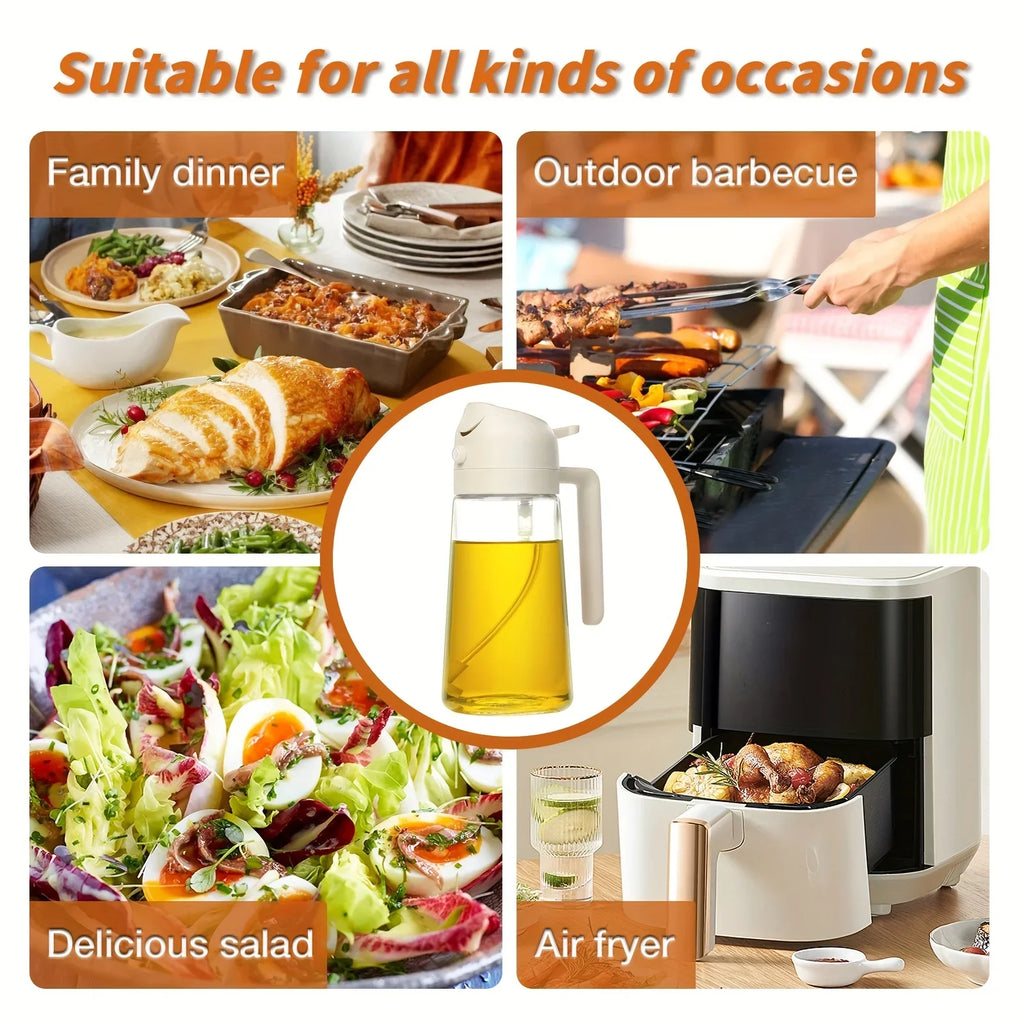 2in1 500ml Plastic Kitchen Oil Sprayer Spray Oil Olive Spray Bottle for Oil Dispenser BBQ Baking Roasting Picnic Kitchen Tool
