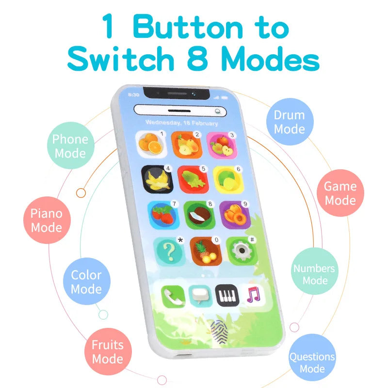 Kids Early Educational Mobile Phone Toy Children English Learning Music Cellphone with Light and Sound for Baby Infant Gift