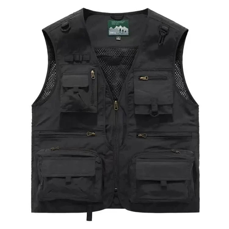 14 Pockets Summer New Men US Tactical Hiking Fishing Vest Mens Photographer Waistcoat Mesh Cargo Sleeveless Jacket Tool Vest 7XL