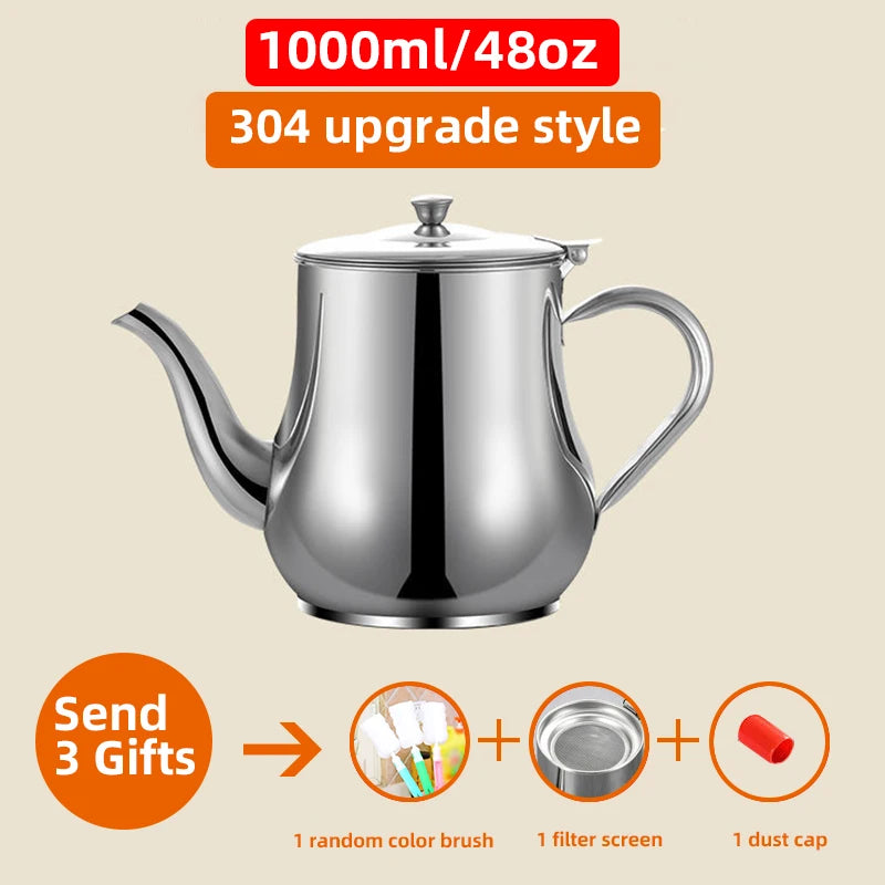 Stainless Steel Oil Strainer Pot Container Jug Storage Can With Filter Cooking Oil Pot For Kitchen Household Tools