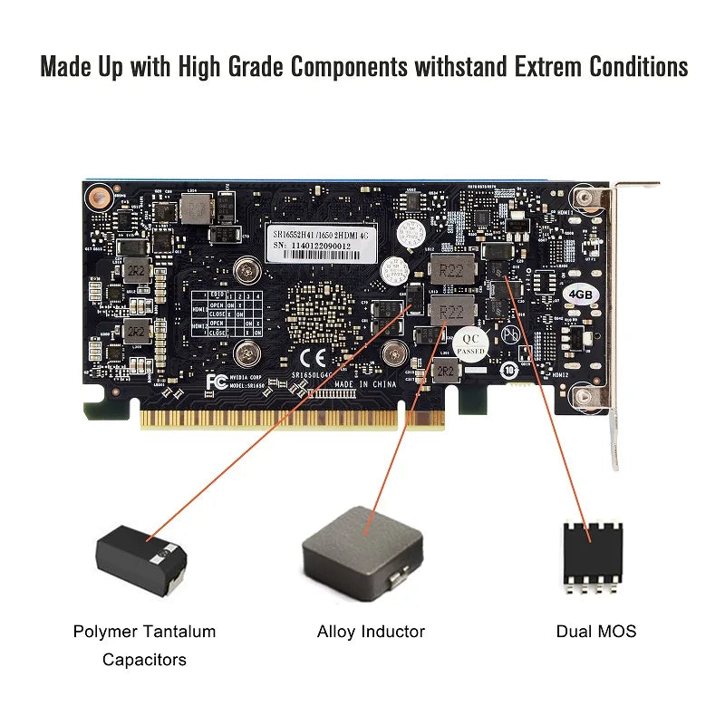 SRhonyra Low Profile Graphics Card 4GB GT730 RX550 GT1030 GTX1050 GTX1050Ti Half Height PCIe Video Card For SFF Thin ITX HTPC