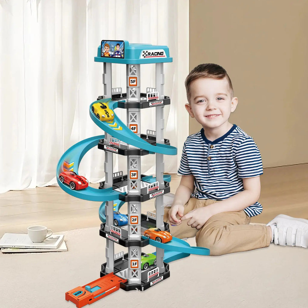 Racing Rail Car Toys Children Garage Catapult Sports Track Game Toys Kids Building Parking Baby Lot Gas Station DIY Winding Road