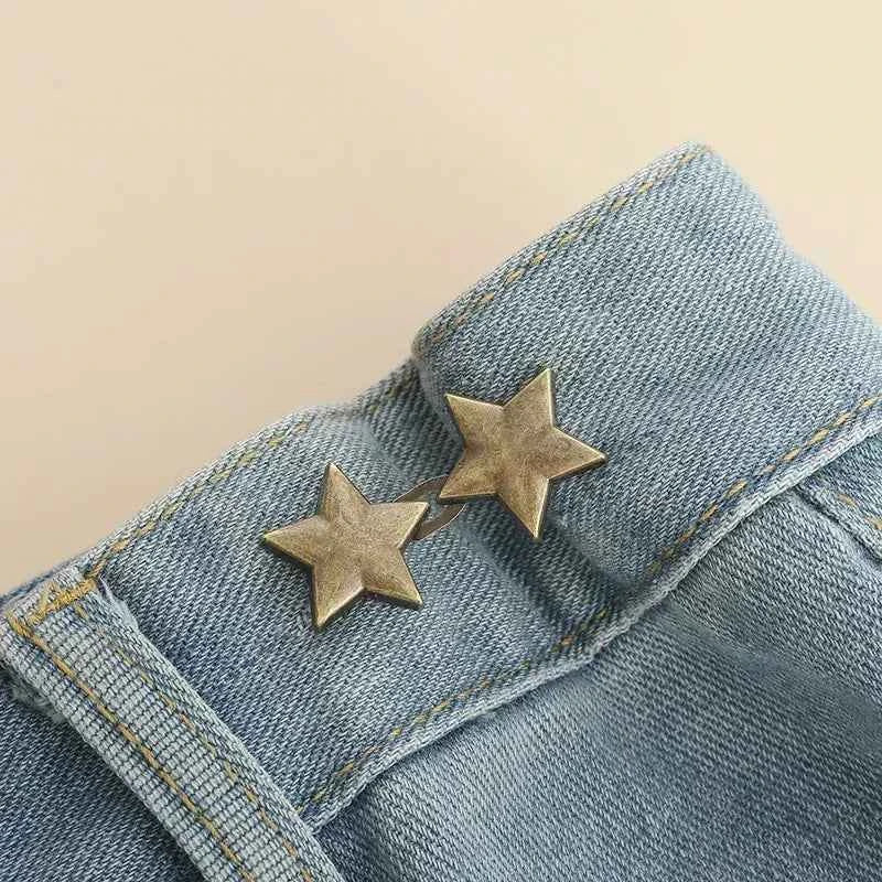 Mental Star Belt Adjustable Seamless Invisible Waistband Buckle Jeans Waist Tightening Tool Fashion Luxury Decoration Accessory