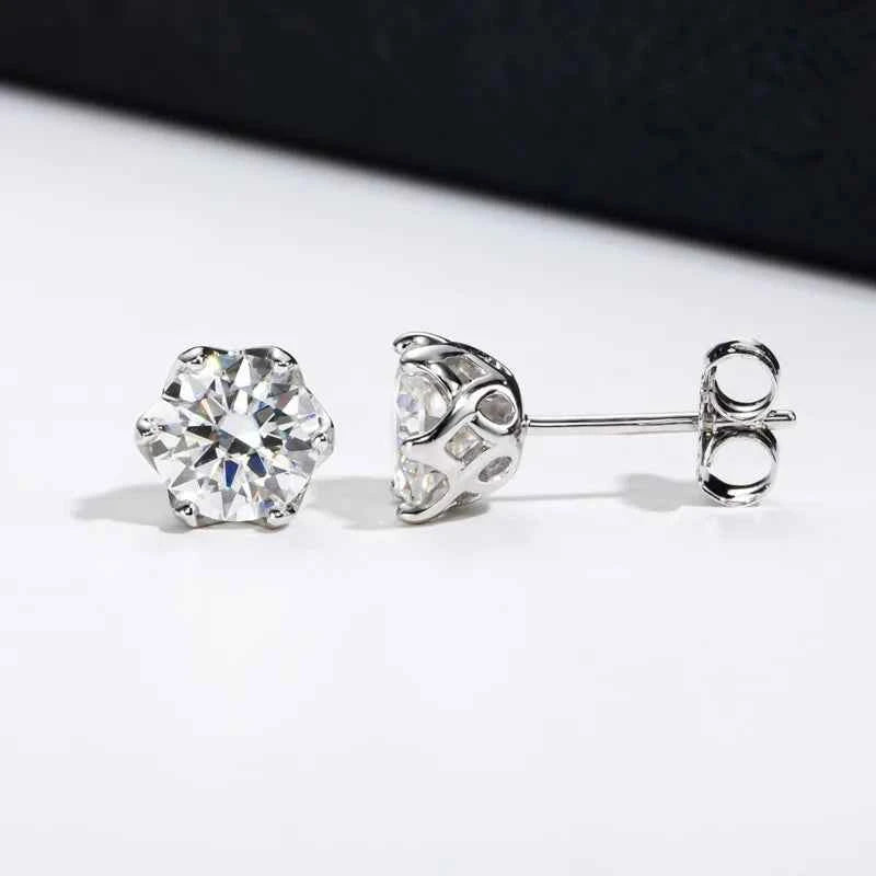 JoyceJelly 1/2/4CT VVS D Color Moissanite Russian Cut 8H8A Lab Diamond Stud Earrings For Women S925 Sterling Silver Fine Jewelry